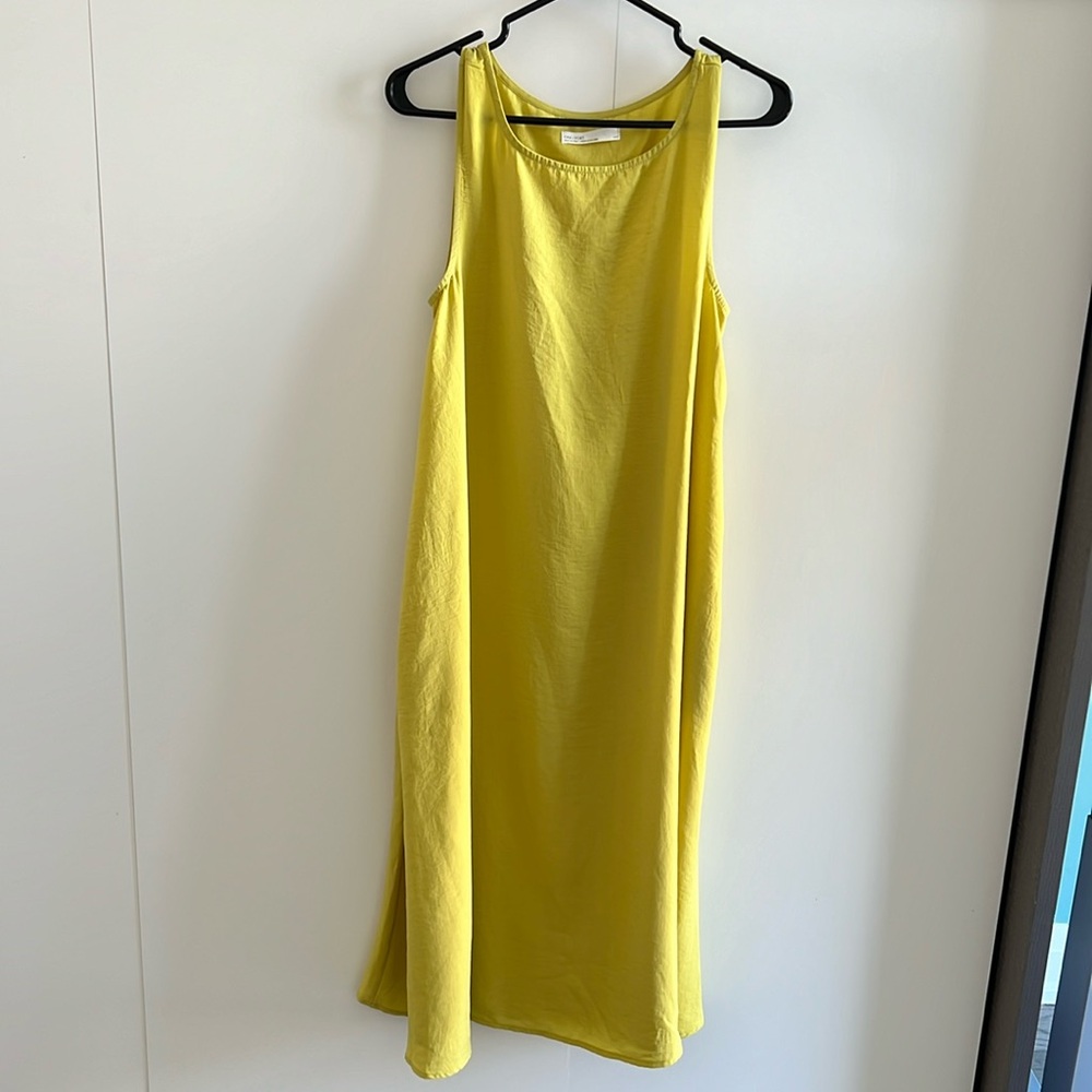 OAK & FORT High Neck Midi Dress in Chartreuse Size S